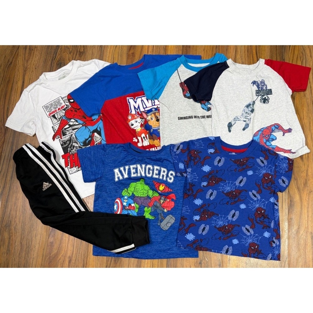 Marvel Adidas Boys 4T 6-Piece Spider-Man Avengers Paw Patrol Clothing Lot